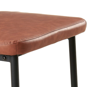 English Elm Brown PU Leather Dining Chairs Set of 4 — Modern Armless Faux Leather Side Chairs with Metal Legs, Upholstered Comfort for Kitchen, Dining, Office (4) W1164P195158