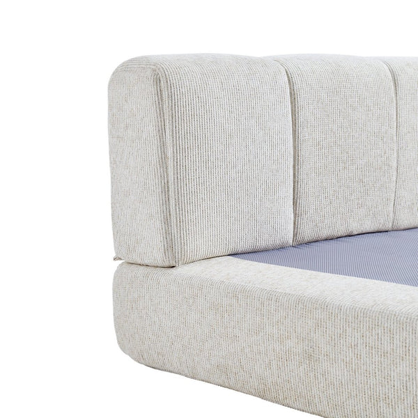 English Elm Queen Chenille Upholstered Cloud Platform Bed No Assembly Low Profile Modern Foundation Cream W1765P448448