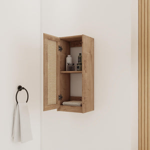 English Elm 12" Bathroom Side Cabinet Wall-Mounted, Soft-Close Hinges, Plywood, Hidden Handle, Space-Saving Storage W999P279375
