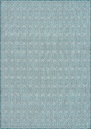 Unique Loom Outdoor Trellis Deco Trellis Machine Made Trellis Rug Teal, Ivory 7' 1" x 10' 0"