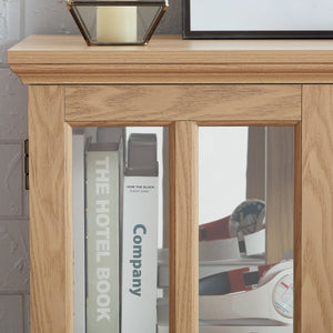 English Elm Led Curio Display Cabinet - Antique Oak Showcase With Adjustable Shelves, Remote & Lattice Doors For Home W2275P231692