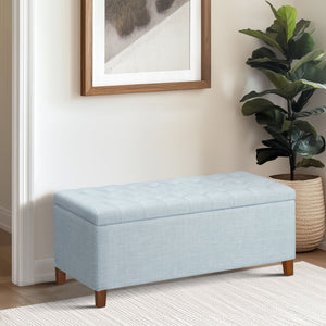 English Elm Shandra Tufted Top Upholstered Storage Bench Light Blue with 44.5" Interior, 400lb Capacity Elegance B035P341160