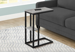 English Elm Accent Table - Sleek C-Shaped Design For Living Room & Bedroom - Grey Laminate With Black Metal Frame B2710P219397