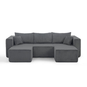 English Elm Compact Modular Sectional Corduroy Sofa High Density Foam Fill for Small Space Living Gray W487P411609