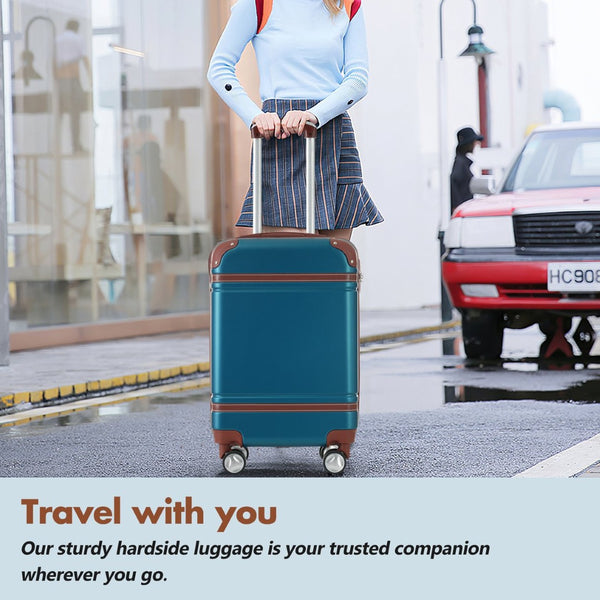 English Elm Hardshell Abs Suitcase Set with Tsa Lock Spinner Wheels Expandable 28 Inch Travel Blue N732P193485C