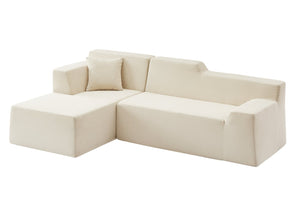 English Elm Modern Corduroy L-shaped Sectional Sofa with High Back for Minimalist Living Rooms W3396P415591