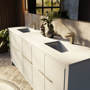 English Elm White Double Bath Vanity 80" W X 20" D With Elegant Cultured Marble Top & Ample Storage Solutions B2731P259578-GIGA