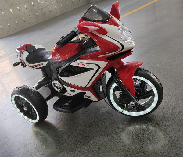 English Elm 6v Kids Ride on Motorcycle with Led Wheels Mp3 Player and Sport Bike Style for Toddlers Red W1760110304