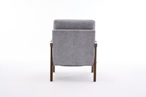 English Elm Mid-Century Solid Wood Accent Chair with Chenille Upholstery, Ergonomic Waist Support, Sturdy 300lb Capacity Gray T3903P372381