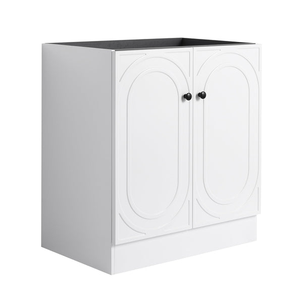 English Elm 30" Modern Freestanding Bathroom Vanity with Integrated Basin, Adjustable Shelf & 3 Metal Handles White W999P241065