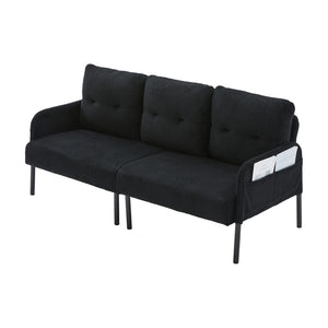 English Elm United We Win Corduroy Loveseat Plush Ergonomic Sofa with Spring Support Metal Legs Black W1568P410053