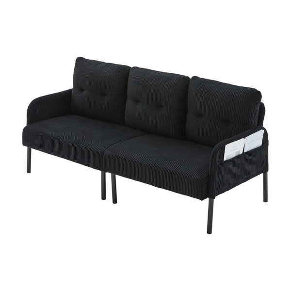 English Elm United We Win Corduroy Loveseat Plush Ergonomic Sofa with Spring Support Metal Legs Black W1568P410053