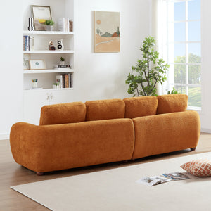 English Elm Ashcroft Furniture - Paton Plush Boucle Sofa with Machine-Washable Covers, Water-Resistant Durable Fabric, 4-Seater Comfort Orange B183S00046