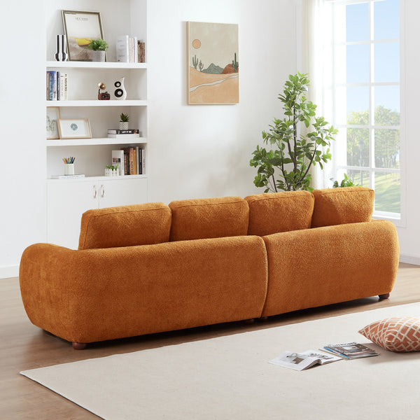 English Elm Ashcroft Furniture - Paton Plush Boucle Sofa with Machine-Washable Covers, Water-Resistant Durable Fabric, 4-Seater Comfort Orange B183S00046