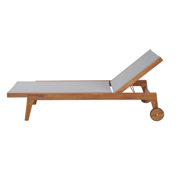 English Elm Christopher Knight Home® - OUTDOOR Chaise Lounge with Acacia Wood Frame and Breathable Mesh Seating for Durable Outdoor Comfort Grey,Natural 63.5 L x 31.25 W x 6 H N776P286344E