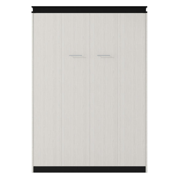English Elm Full Full Size Murphy Bed with Desk, Shelves & Cabinets in Black+White — Space-Saving, Sturdy Design GX002042AAE