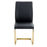 English Elm Luxury Simple Arch Chair - Set Of 2 Black Pu Material High Resilience Dining Chair With Arched Metal Gold Leg.