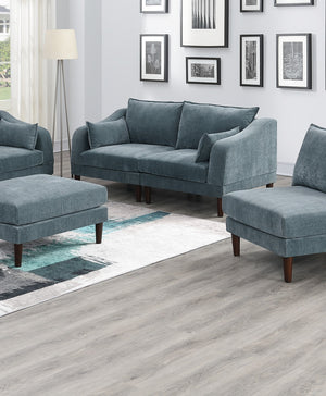 English Elm 6pcs Modular Sofa Set Modular Sectional 6-Piece Morgan Mineral Fabric Modern Suede-Look Comfort Zone B011S01581