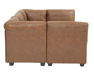 English Elm Faux Leather Modular Sectional Sofa Reconfigurable Pu Upholstery Living Room B2748S00046