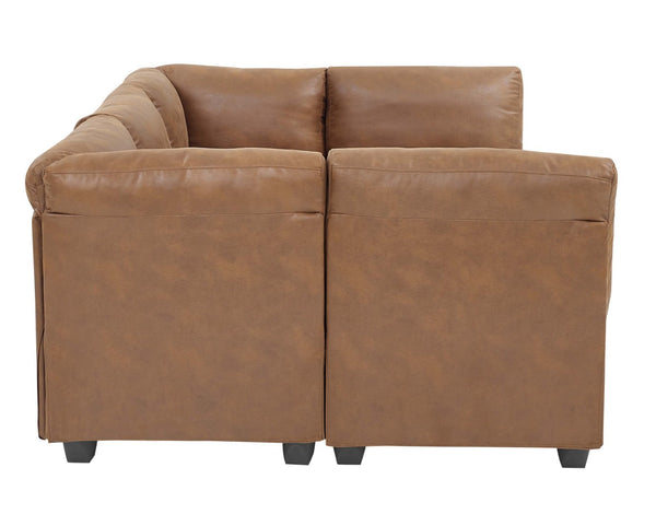 English Elm Faux Leather Modular Sectional Sofa Reconfigurable Pu Upholstery Living Room B2748S00046