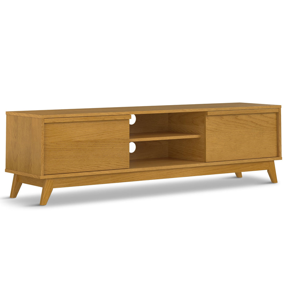 English Elm Lennon 72 inch Low TV Stand with Solid Wood Veneer, Mid-Century Modern, Cable Management, Durable Finish Oak B136P261847