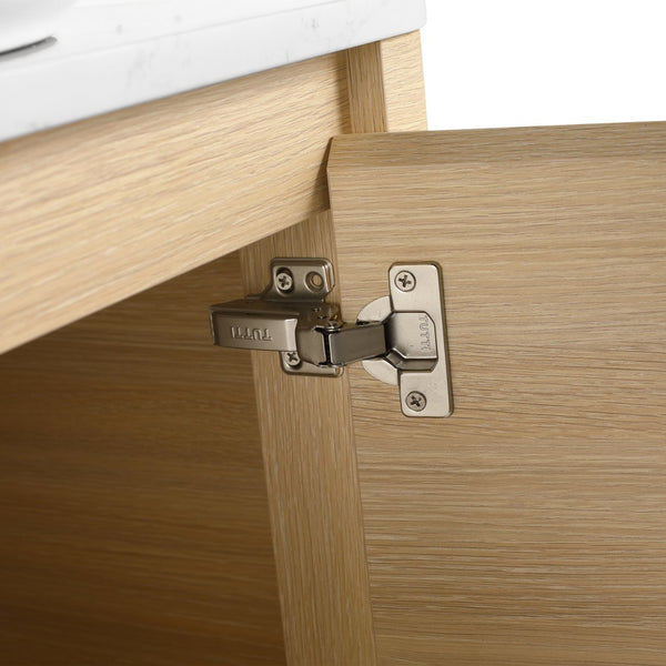 English Elm 24'' Wall-Mounted Bathroom Vanity With Soft-Close Door & Stylish Ceramic Sink For Small Spaces W999S00457