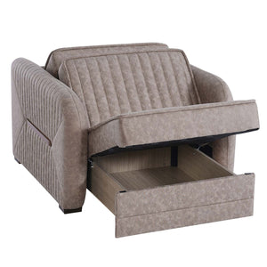English Elm PrimeNest Flyte Collection Upholstered Convertible Armchair with Storage, Microsuede Comfort Sleeper Beige B030P286244