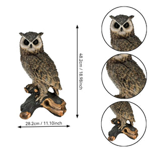 English Elm 18.98" Resin Owl Statue Hand-painted Weatherproof Garden Patio Sculptural Decor W5709P462778
