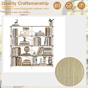 English Elm 5 Tier Large Book Shelf Vintage Industrial White Metal Frame – Sturdy 450lb Capacity, Waterproof MDF Panels W2699P223205