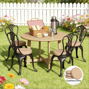 English Elm Soft Round Dining Chair Cushions Set of 4 with Washable Covers and Foam Padding Khaki T3971P442976