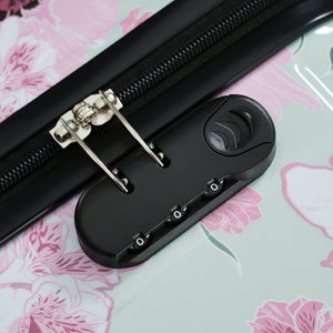 English Elm 6 Piece Hardshell Abs Travel Set with Spinner Wheels Combination Lock and Toiletry Bag Green & Pink Flower N732P391160F
