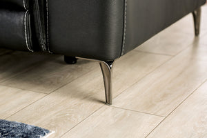 English Elm Contemporary Sandbach Manual Glider Recliner with Padded Track Arms, Smooth Motion, Soft Neutral Fabric Upholstery Black 48 L x 43 W x 29 H B2741P387650