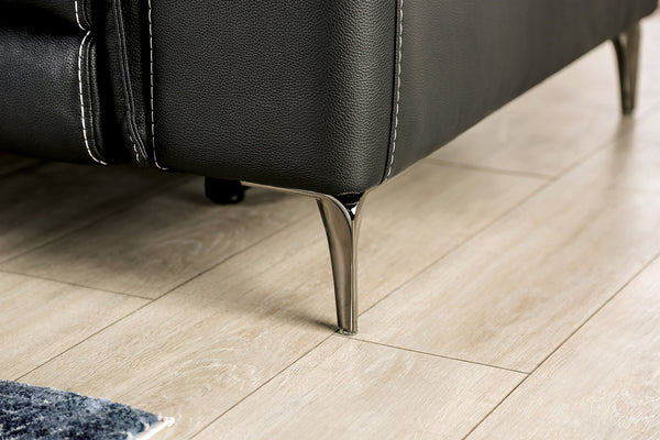 English Elm Contemporary Sandbach Manual Glider Recliner with Padded Track Arms, Smooth Motion, Soft Neutral Fabric Upholstery Black 48 L x 43 W x 29 H B2741P387650