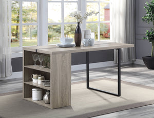 English Elm Grey Oak Modern 2-Shelf Rectangular Dining Table with Metal Inlay Trim, Sturdy Legs & Storage (60") B062P209315
