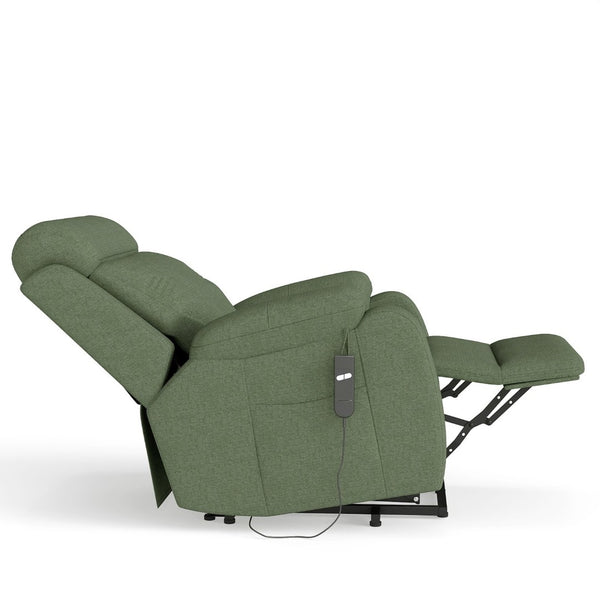 English Elm Power Lift Recliner For Seniors - Elegant Electric Chair With Remote Control & Side Pocket, Dark Green Velvet W1028S00056-GIGA