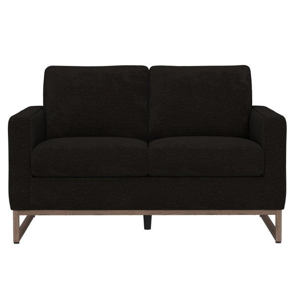 English Elm Black Mid-century Modern Loveseat with Wraparound Metal Base for Living Rooms B361P483237