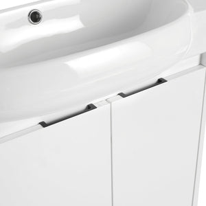 English Elm 23" Freestanding Bathroom Vanity with Ceramic Vessel Sink, Soft-Close Doors, Adjustable Shelf Storage Glossy White W999P206105
