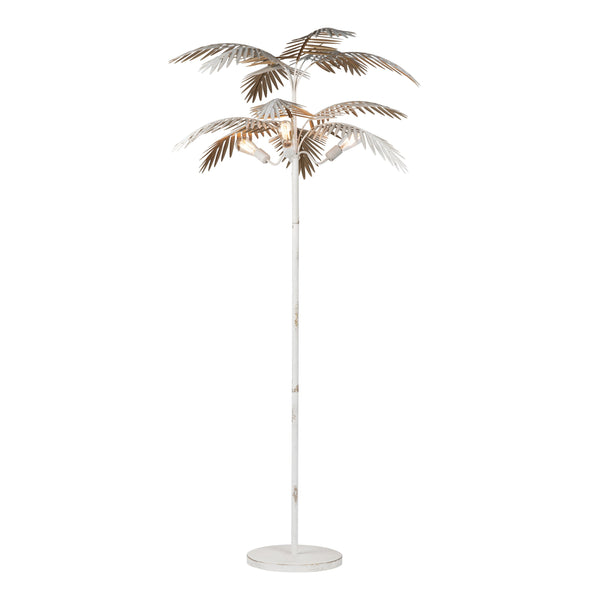 Crestview Collection 78.5"H Tropical Triple Light Metal Floor Lamp With Hand-finished Palm Fronds For Cozy Ambiance   Cvazer177