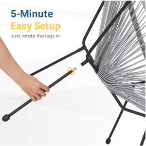 English Elm 3-piece Acapulco Outdoor Bistro Set Hand Woven Pe Rattan Chairs Tempered Glass Table Gray B082P455187