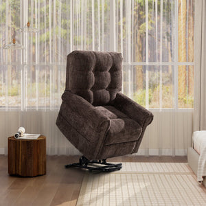English Elm Jennifer Taylor Home - Irwin Power Lift Recliner Chair with Overstuffed Comfort, Smooth Lift Assist & Full Recline Support Brown B2719P238502