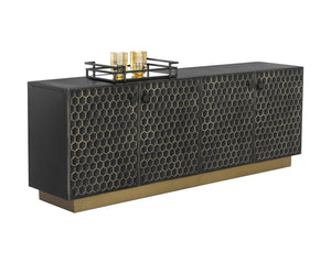 Sunpan Hive Sideboard - Handcrafted Artisan Design with Unique Honeycomb Pattern and Brass Accents Large - 82W x 18.5D x 30H