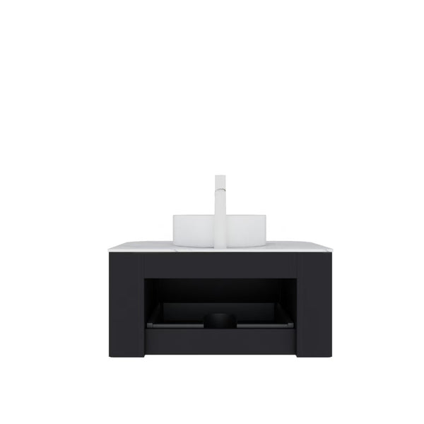 English Elm Dina 30" Modern Wall-Mounted Bathroom Vanity With Round Sink, Engineered Marble Top & Soft-Close Drawer W2615S00070