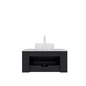 English Elm Muri Floating Bathroom Vanity Plywood Cabinet Sintered Stone Top Oak Drawer W2615S00392