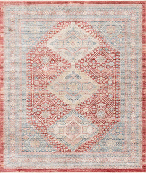 Unique Loom Noble Elizabeth Machine Made Medallion Rug Red, Blue/Gray/Olive/Puce/Beige 8' 0" x 10' 0"