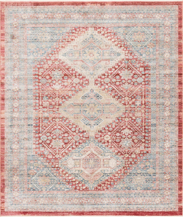 Unique Loom Noble Elizabeth Machine Made Medallion Rug Red, Blue/Gray/Olive/Puce/Beige 8' 0" x 10' 0"