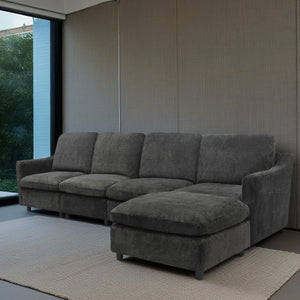 English Elm Modern Oversized Deep Seat Sectional Sofa with Reversible Chaise, Plush Loop Yarn, Memory Foam Comfort W1183S00012