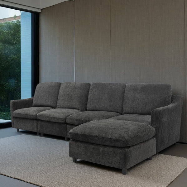 English Elm Modern Oversized Deep Seat Sectional Sofa with Reversible Chaise, Plush Loop Yarn, Memory Foam Comfort W1183S00012