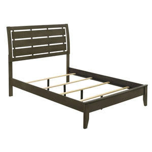 English Elm Grey Queen Sleigh Bed with Slatted Panel Headboard, Tapered Wooden Legs, Gray Finish, Durable Support B062S00450