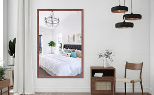 English Elm 60"X40" Oversized Modern Rectangle Mirror With Walnut Frame - Versatile Wall-Mounted Style For Any Room W708P297661