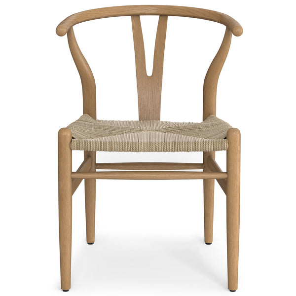 English Elm Hershey Dining Chair Set of 2 — Matte Beech Wood Wishbone-Inspired Seats with Handwoven Rope Comfort Brown B136P266927